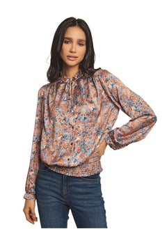 Fancy Long Sleeve Printed Blouse