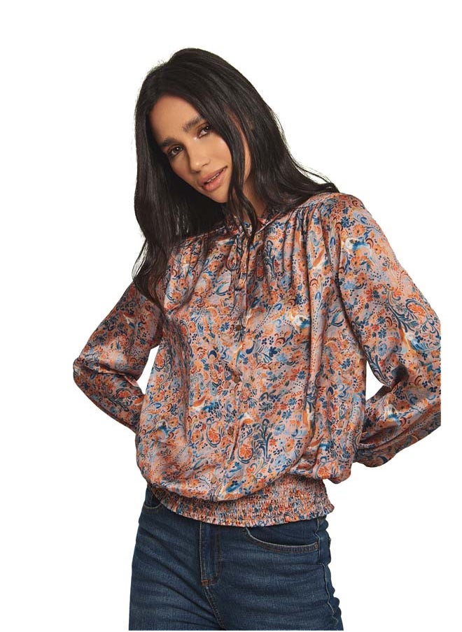 Dare - Fancy Long Sleeve Printed Blouse - Image 1