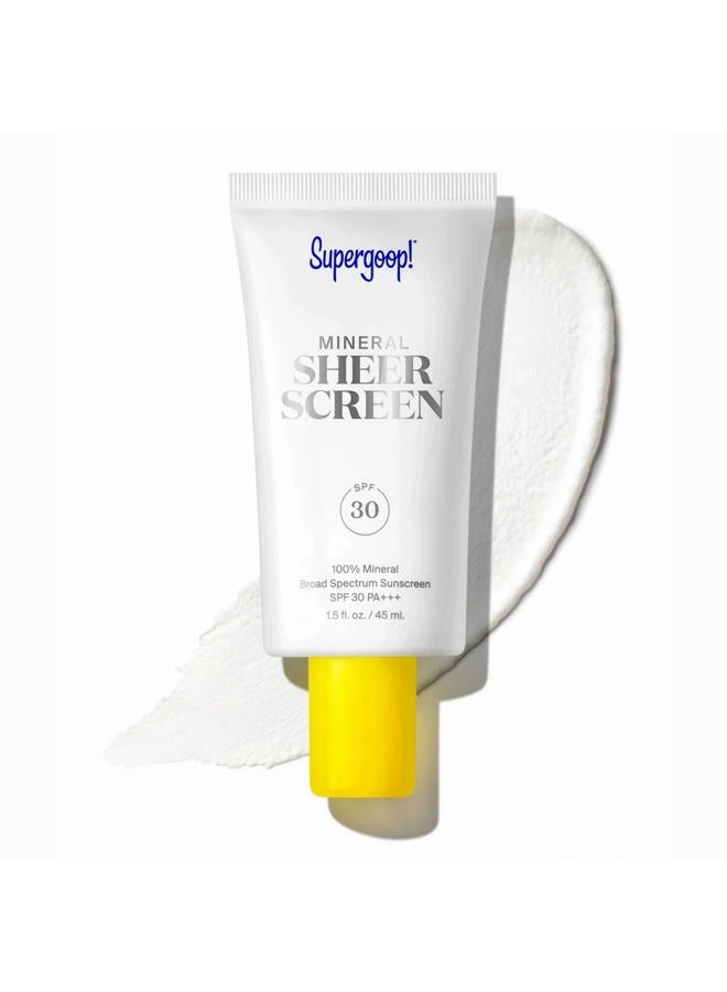 Supergoop! Mineral Sheerscreen SPF 30 PA+++, 1.5 fl oz - 100% Mineral, Broad Spectrum Face Sunscreen + Primer + Helps Filter Blue Light - Satin Finish - For All Skin Types - Image 1