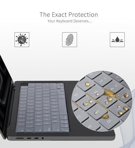 Digi-Tatoo Keyboard Cover Compatible w/New MacBook Pro 14 (M5)/16 Air 13/15 2025~2021 M5 M4 M3 M2 Pro/Max (A3434 A3240 A3241 A3112 A3401 A3185 A3403 A3186 A3113 A3114 A2992 A2918 A2991) High Transparent TPU - Image 5