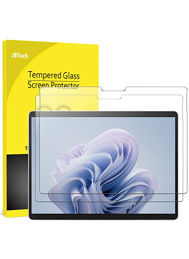 Jetech واقي شاشة لجهاز Surface Pro 9/Pro 9 5G 2022 مقاس 13 بوصة، طبقة زجاجية مقواة 9H، يدعم قلم Surface، شفاف عالي الدقة، عبوتان - Image 1