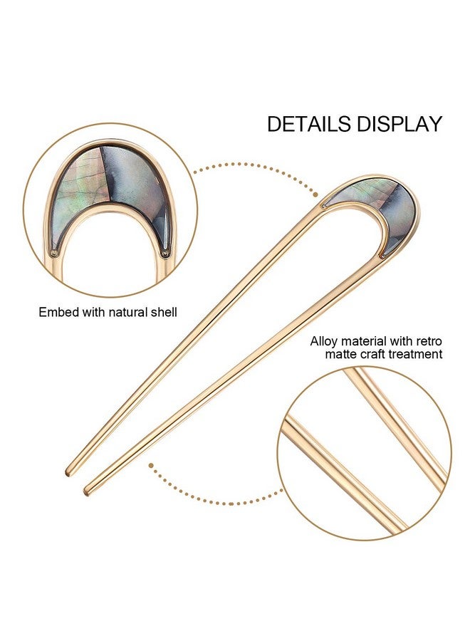 Lurrose Lurrose 2pcs Hair Sticks Vintage Metal Hair Pins Moon Elegant Hair Chopsticks U Shaped Headdress Hair Styling Accessories for Woman Girls - Image 4