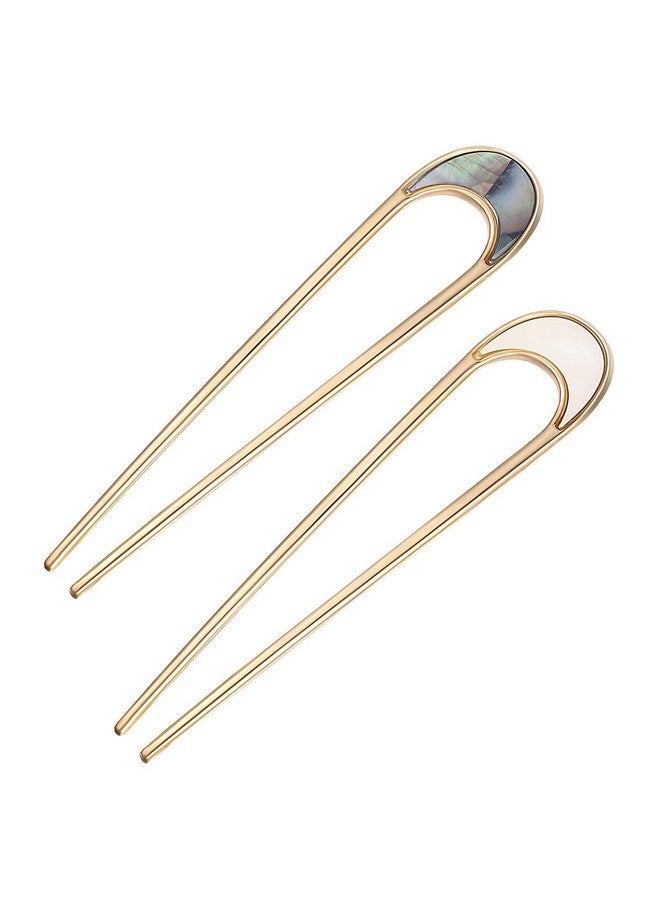 Lurrose Lurrose 2pcs Hair Sticks Vintage Metal Hair Pins Moon Elegant Hair Chopsticks U Shaped Headdress Hair Styling Accessories for Woman Girls - Image 1