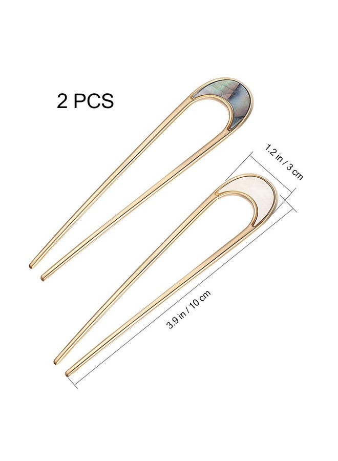 Lurrose Lurrose 2pcs Hair Sticks Vintage Metal Hair Pins Moon Elegant Hair Chopsticks U Shaped Headdress Hair Styling Accessories for Woman Girls - Image 3
