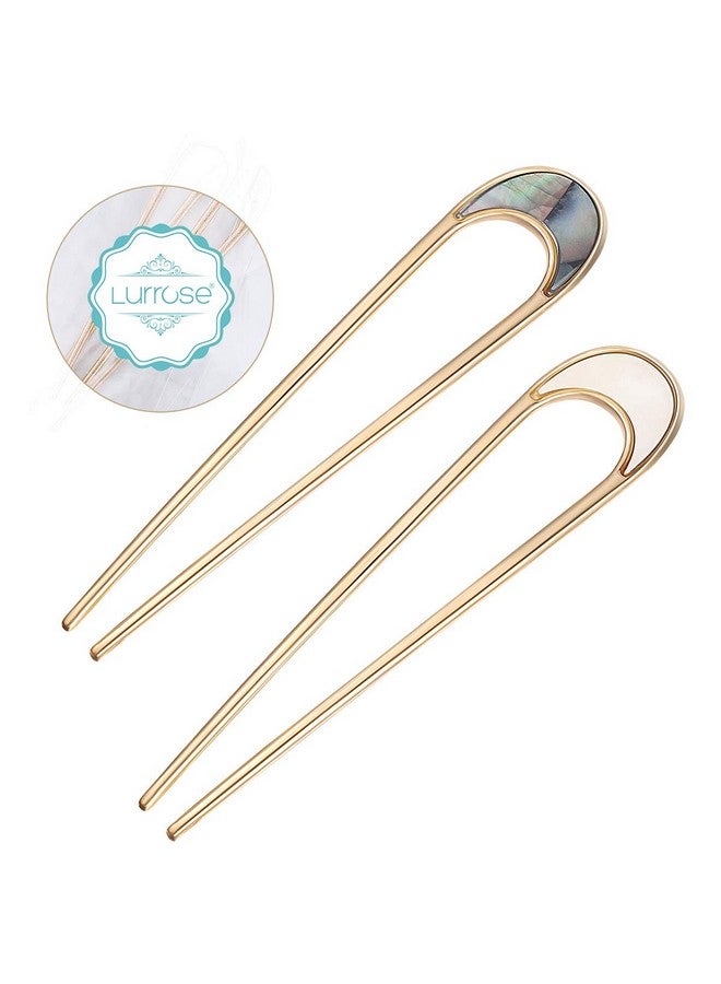 Lurrose Lurrose 2pcs Hair Sticks Vintage Metal Hair Pins Moon Elegant Hair Chopsticks U Shaped Headdress Hair Styling Accessories for Woman Girls - Image 2
