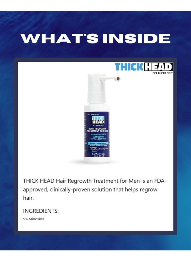 Thick Head - Minoxidil Topical Solution Extra Strength Hair Regrowth Treatment For Men With Easy Spray Applicator Clinically Proven - Image 1