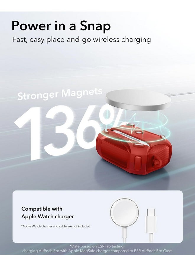 اي اس ار حافظة ESR لسماعات AirPods Pro (2023/2022/2019، الجيل الثاني/الأول)، متوافقة مع سماعات AirPods Pro من الجيل الثاني (كابل USB-C/Lightning)، MagSafe سهل الاستخدام، قفل مقاوم للسقوط، سهل الفتح، سلسلة Cyber، أحمر غامق  - Image 5