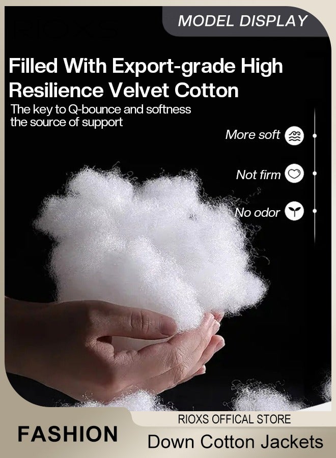 RIOXS Men's Winter Winter Puffer Jacket, Warm Lightweight Down Cotton Jackets, Casual Letters Printing Winter Coats, Windproof Waterproof Puffer Coat with Standing Collar and Slim Fit Outdoor Winter Jacket for Daily Wear, Hiking, Camping, Travel and More - Image 5