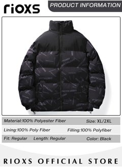 Mens Casual Letters Printing Winter Down Cotton Jackets Warm & Lightweight Puffer Coat with Standing Collar and Slim Fit Windproof Outdoor Jacket - pzsku/Z8ED37FC1C92C0C518130Z/45/_/1719482651/d42e6b19-a463-495e-a49d-5c45f11a1db6