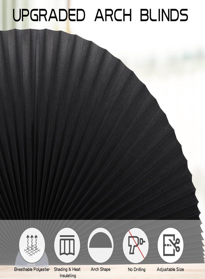 Maritown Arch Window Shade Half Circle Arched Non-Woven Stick on Cut to Size self Adhesive Light Filtering Half Moon Round Window Covering Pleated Blinds for Front Door (1, Black, 36 x 18 Inches) - Image 5