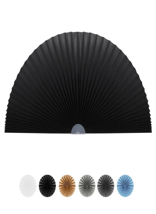 Maritown Arch Window Shade Half Circle Arched Non-Woven Stick on Cut to Size self Adhesive Light Filtering Half Moon Round Window Covering Pleated Blinds for Front Door (1, Black, 36 x 18 Inches) - Image 1