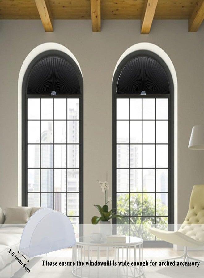 Maritown Arch Window Shade Half Circle Arched Non-Woven Stick on Cut to Size self Adhesive Light Filtering Half Moon Round Window Covering Pleated Blinds for Front Door (1, Black, 36 x 18 Inches) - Image 3
