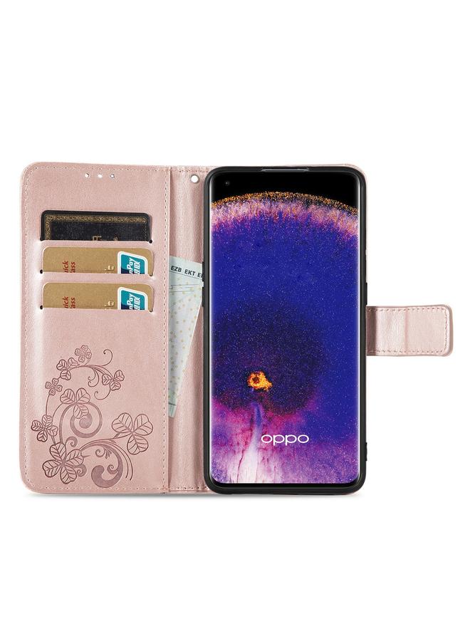 S-TOP Case For OPPO Find X5 Pro Four-leaf Clasp Embossed Buckle Leather Phone Case - Image 3