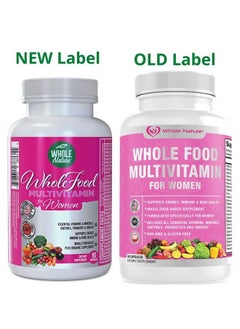 Whole Nature WHOLE NATURE Whole Food Multivitamin for Women - with B12 Methyl Folate, Womens Multi Vitamin Minerals, Probiotics and Omegas. Vegan Vitamins for Women. Non GMO Daily Supplement Plus- 90 Capsules  - Image 2