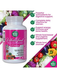 Whole Nature WHOLE NATURE Whole Food Multivitamin for Women - with B12 Methyl Folate, Womens Multi Vitamin Minerals, Probiotics and Omegas. Vegan Vitamins for Women. Non GMO Daily Supplement Plus- 90 Capsules  - Image 3
