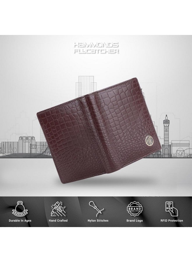  هاموندز فلاي كاتشر محفظة HAMMONDS FLYCATCHER المصنوعة من الجلد الأصلي للرجال - محفظة جلدية محمية بتقنية RFID للرجال، محفظة نقود للرجال، محفظة ثنائية الطي - 3 فتحات للبطاقات، 2 فتحات للهوية، جيب للعملات المعدنية، جيوب مخفية - بني تمساح - Image 3