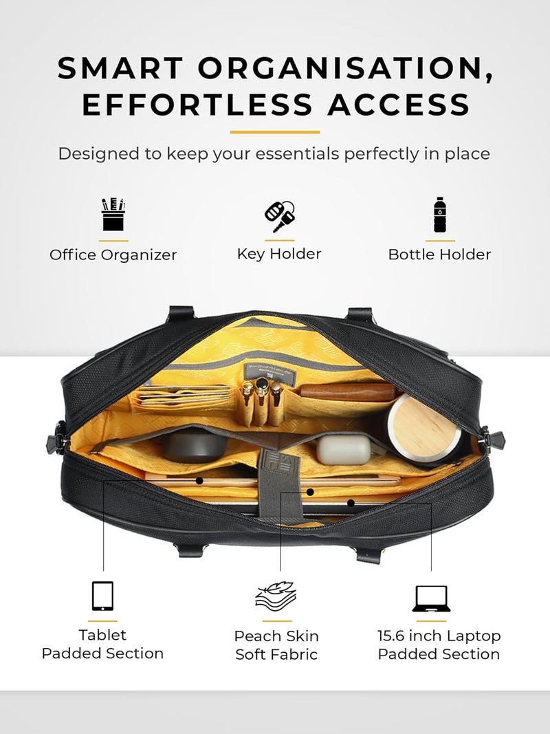 EUME 15L Executive Laptop Bag for Men | Water Resistant | Professional Messenger Bag | Tablet Compartment| Multiple Organisers | Upto 15.6" Laptop/MacBook | Vegan Leather Office Bag. - Image 3