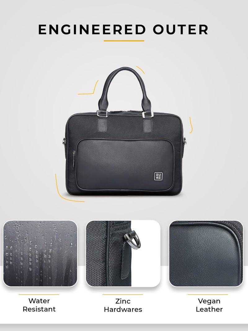 EUME 15L Executive Laptop Bag for Men | Water Resistant | Professional Messenger Bag | Tablet Compartment| Multiple Organisers | Upto 15.6" Laptop/MacBook | Vegan Leather Office Bag. - Image 4