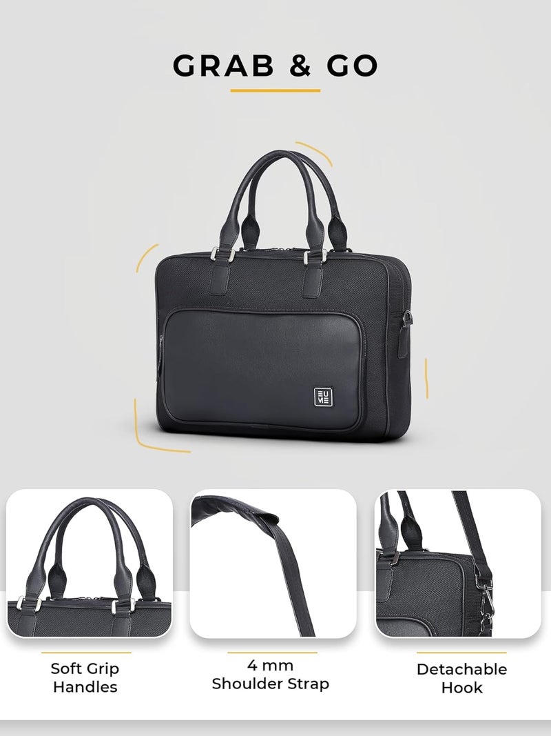 EUME 15L Executive Laptop Bag for Men | Water Resistant | Professional Messenger Bag | Tablet Compartment| Multiple Organisers | Upto 15.6" Laptop/MacBook | Vegan Leather Office Bag. - Image 5