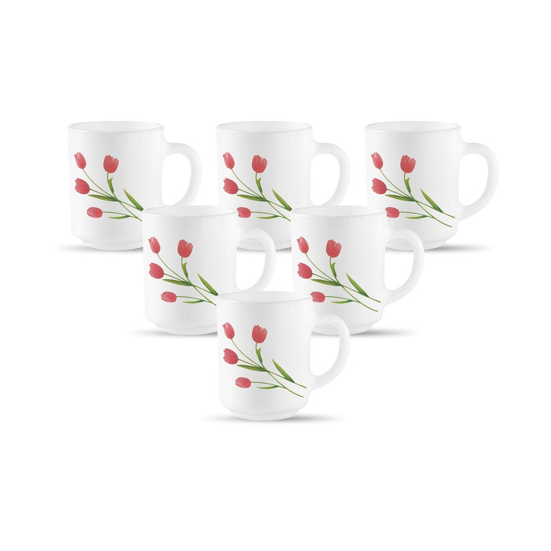La Opala, Novo Collection Opal Glass Crockery | Coffee Mug Grace Medium, Set of 6 | Radiant Curves, 250 ml | for Tea & Coffee | Microwave Safe | 100% Vegetarian | Extra Strong | Super Light & White - Image 5