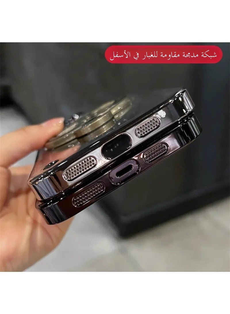 تنطبق على اي فون 16 برو الهاتف المحمول حماية القضية ، تبو مادة شفافة ، 360 درجة الدوران الروتاري تخفيف الضغط قوس ، المضادة للانزلاق ، ومكافحة العرق ، ومكافحة بصمات الأصابع ، المضادة للتصادم حماية ، الأرجواني مطلي الإطار - Image 3