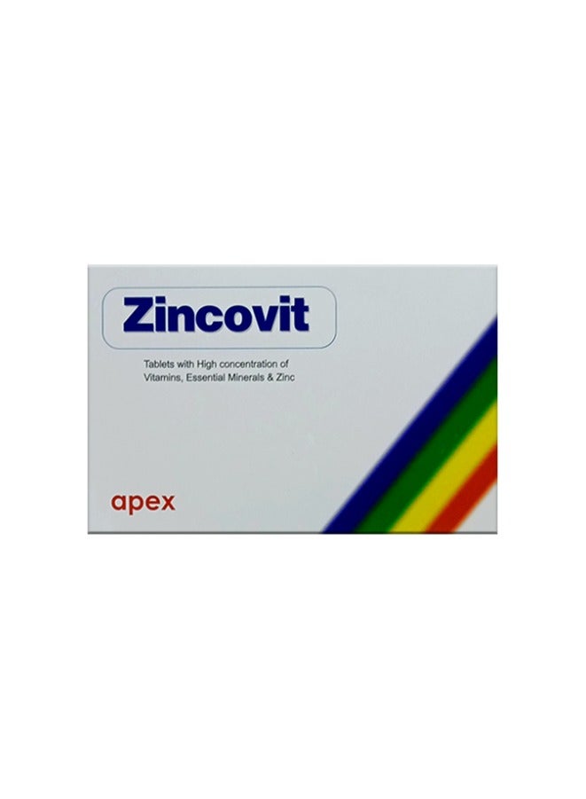 APEX Zincovit Tablets - High Potency Multivitamin & Multimineral Supplement with Zinc, Selenium, Vitamins A, D, E, C, B, Magnesium, and Copper for Immune Support and Overall Wellness - 30 Tablets - Image 1