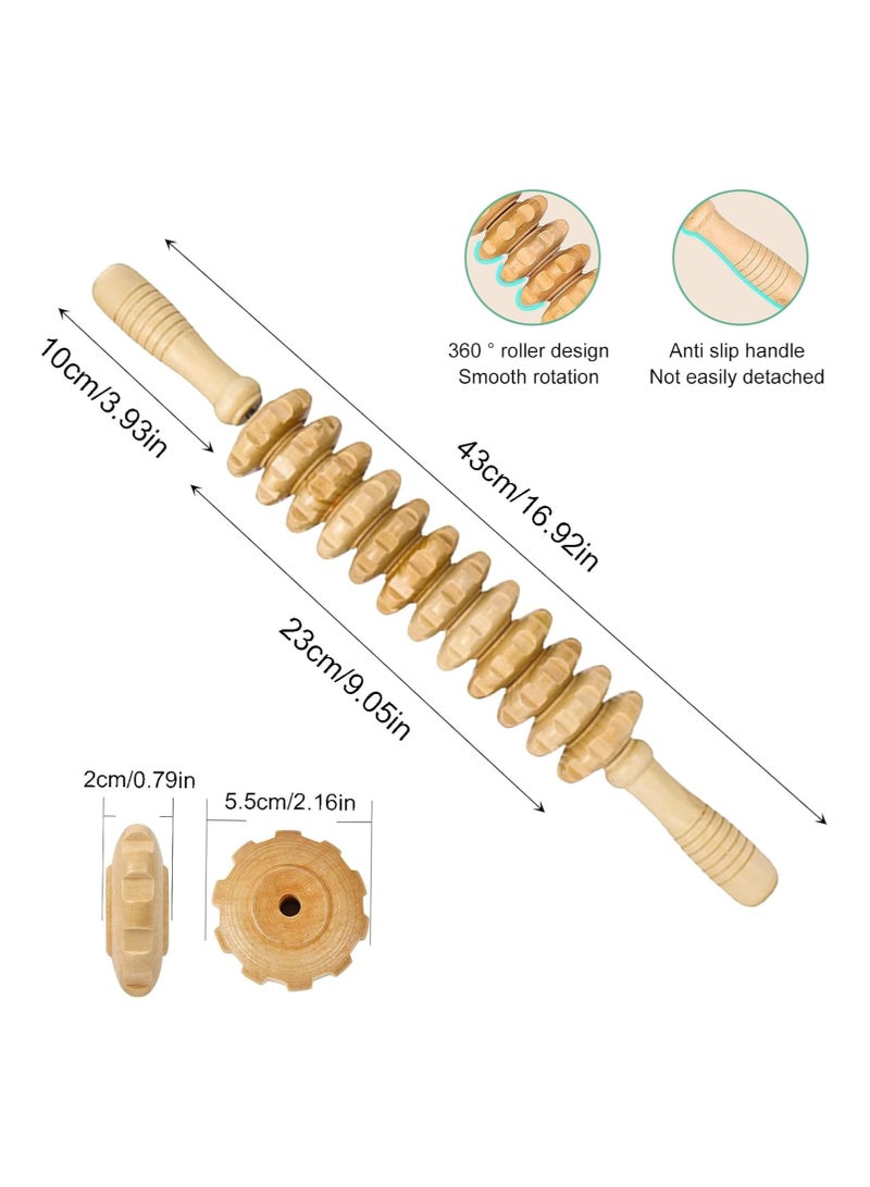مدلك خشبي يدوي بكرة لنقاط الضغط لعلاج اللفافة والسيلوليت والعضلات والبطن، مدلك للعلاج الجسدي، أداة تخفيف آلام العضلات - Image 3