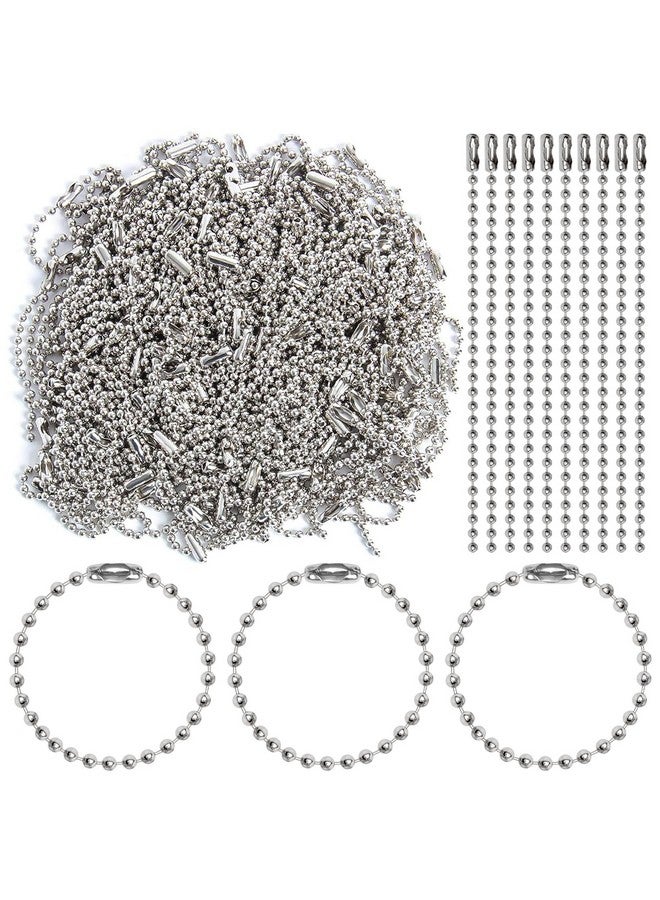 200 Pieces 100Mm Long Bead Connector Clasp Ball Chain Keychain Tag Keychain Ball Chain 2.4 Mm Diameter Adjustable Antiqued Metal Bead Steel Chain