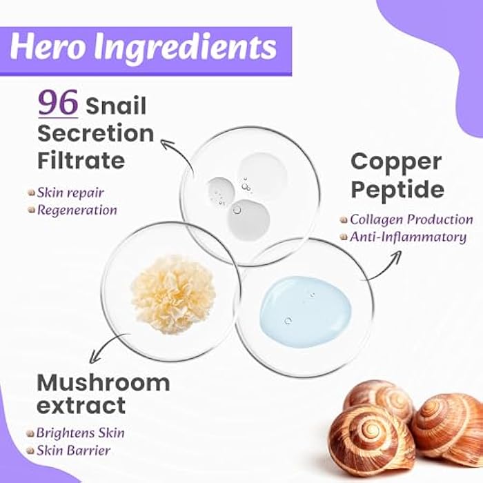 WILD OAK WildOak Korean Snail 96, Peptide & Tremella Mushroom Serum | Glass Skin | Powerful Skin Barrier | Skin Hydration Hyper Pigmentation Anti-Aging & Wrinkles | 1.01 fl oz - Image 3