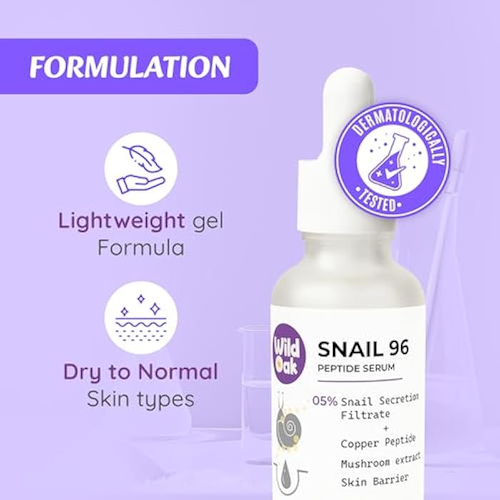 WILD OAK WildOak Korean Snail 96, Peptide & Tremella Mushroom Serum | Glass Skin | Powerful Skin Barrier | Skin Hydration Hyper Pigmentation Anti-Aging & Wrinkles | 1.01 fl oz - Image 5