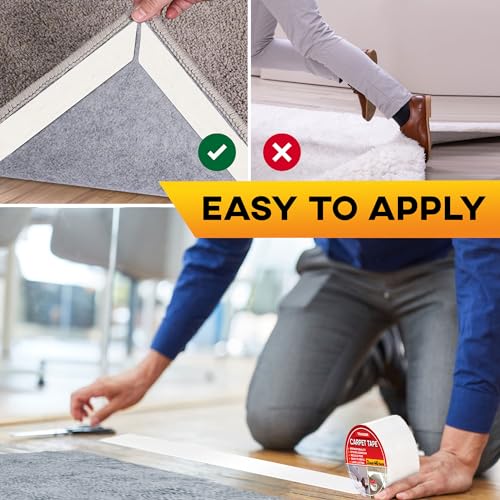 Trazon Carpet Binding Tape Double Sided - 2 In / 120 Ft (40 Yards) Tape Grippers for Hardwood Floors and Area Rugs - Strong Adhesive and Removable, Heavy Duty Stickers, Residue Free - Image 3