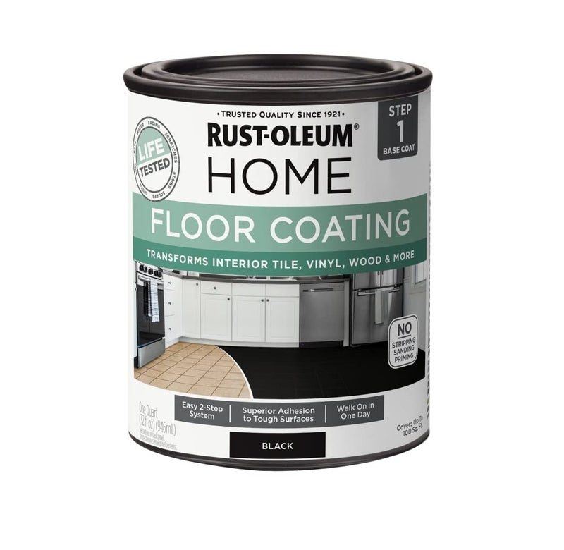 RUST-OLEUM طلاء الأرضيات من راست-أوليوم 365930 قاعدة طلاء أسود ربع جالون