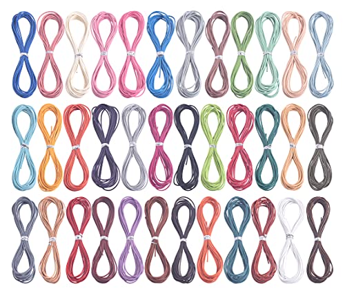 KONMAY 50 Yards 1.5mm 10 Colors Round Jewelry Real Leather Cord, Leather String for Crafting, Braiding - Image 2
