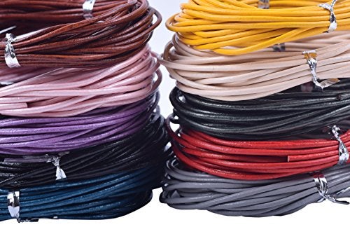 KONMAY 50 Yards 1.5mm 10 Colors Round Jewelry Real Leather Cord, Leather String for Crafting, Braiding - Image 3