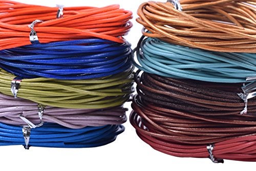 KONMAY 50 Yards 1.5mm 10 Colors Round Jewelry Real Leather Cord, Leather String for Crafting, Braiding - Image 4