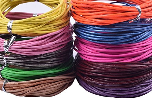 KONMAY 50 Yards 1.5mm 10 Colors Round Jewelry Real Leather Cord, Leather String for Crafting, Braiding - Image 5