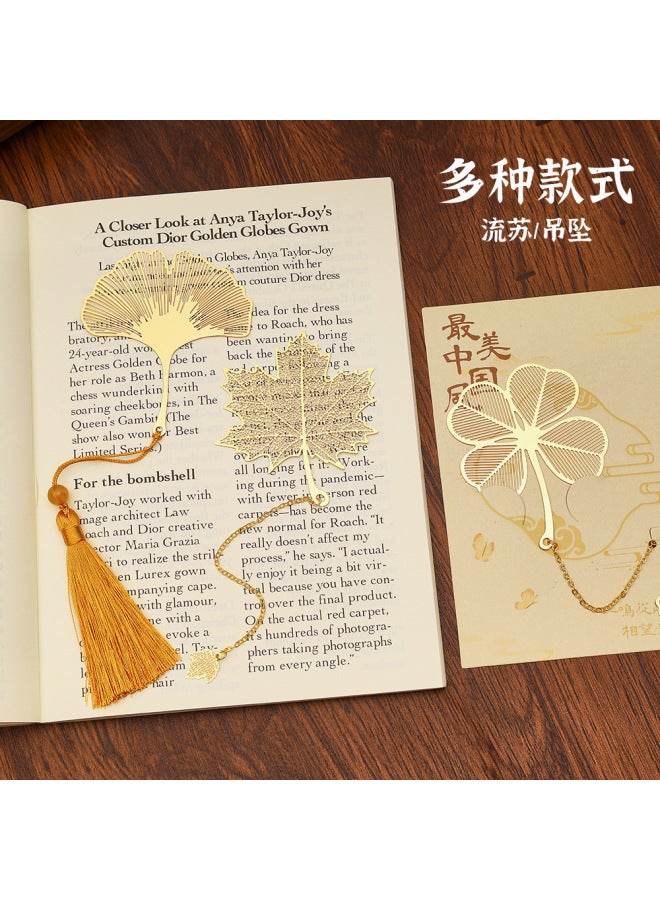 HELPS Ancient Style Metal Hollow Bookmark Creative Retro Brass Lotus Pendant Tassel Book Page Clip Cultural And Creative Small Gifts - Image 4