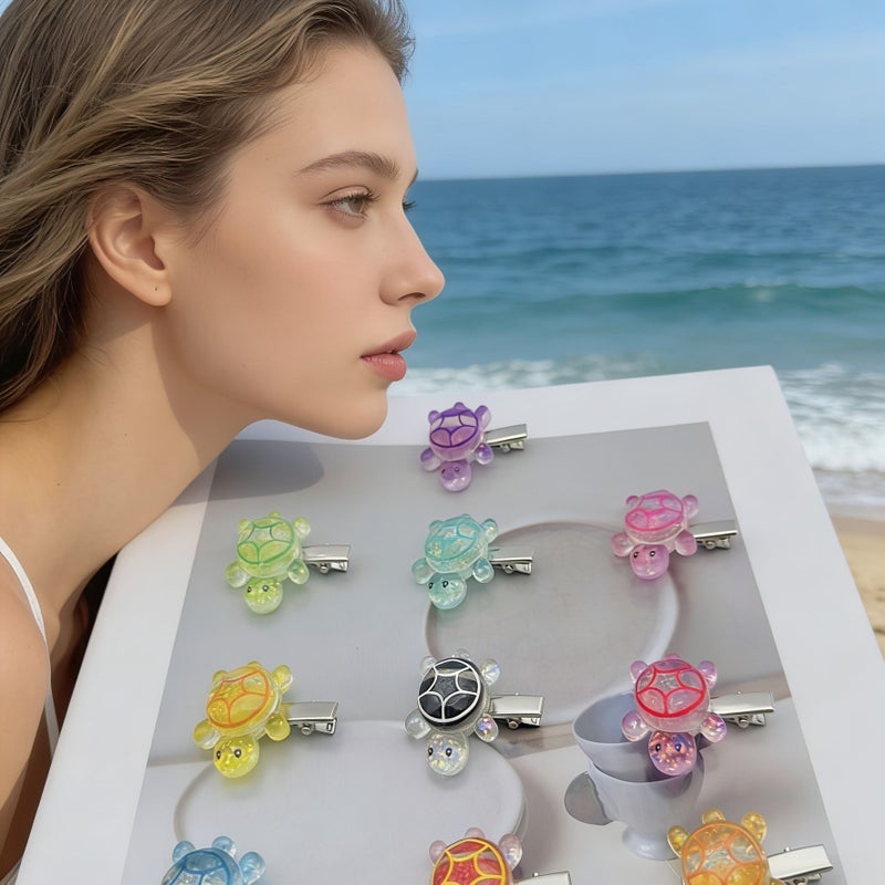Light Blue 5 Pack Cute Turtle Duckbill Hair Clips Lightweight Flyaways Tamer - Image 1