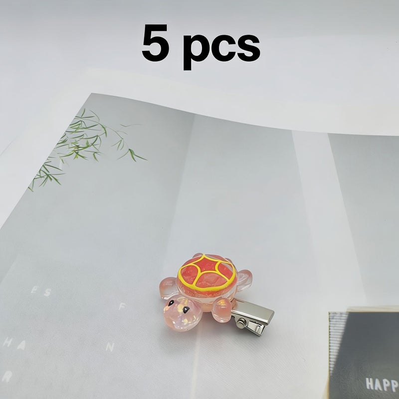 Light Blue 5 Pack Cute Turtle Duckbill Hair Clips Lightweight Flyaways Tamer - Image 3