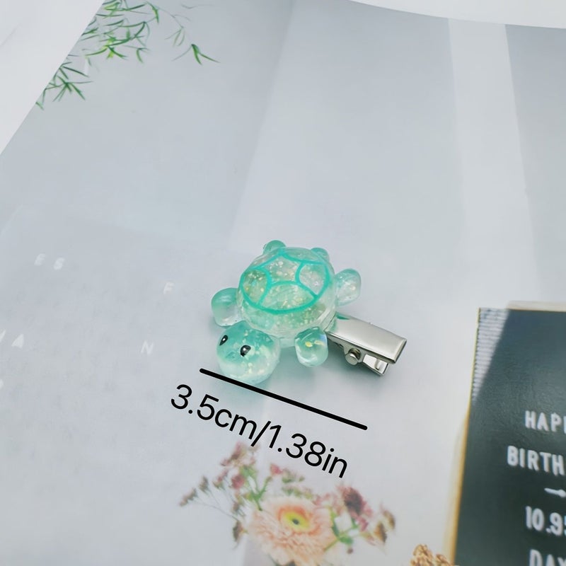 Light Blue 5 Pack Cute Turtle Duckbill Hair Clips Lightweight Flyaways Tamer - Image 4
