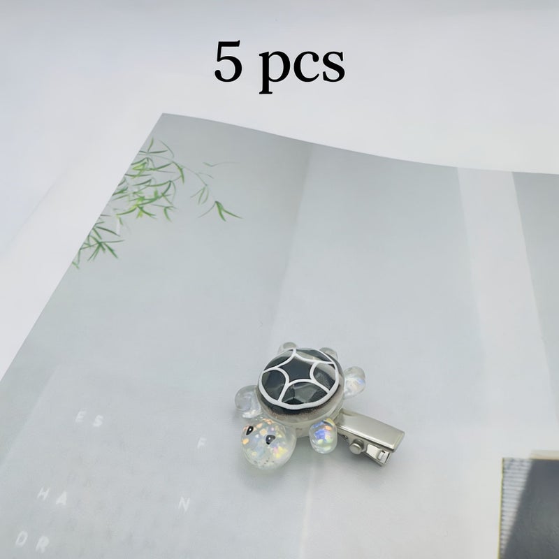 Light Blue 5 Pack Cute Turtle Duckbill Hair Clips Lightweight Flyaways Tamer - Image 2
