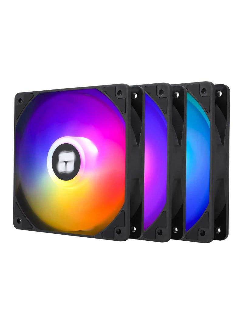 120mm ARGB Case Cooling Fan with 4pin PWM Silent Design and S-FDB Bearing, Up to 1550RPM, Pack of 3 - Image 1