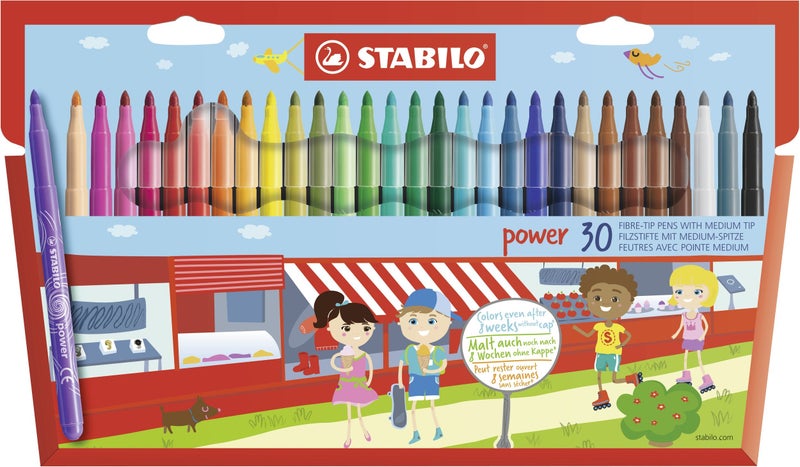 STABILO Medium Fiber-Tip Pen - STABILO power - Pack of 30 - Assorted Colors - Image 1