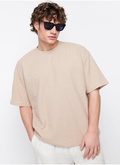 trendyol Oversize/Wide Cut Crew Neck Short Sleeve Basic Textured T-shirt TMNSS22TS00049  - Image 1