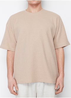 trendyol Oversize/Wide Cut Crew Neck Short Sleeve Basic Textured T-shirt TMNSS22TS00049  - Image 4