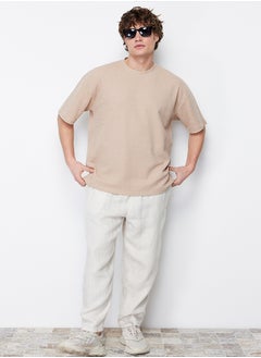 trendyol Oversize/Wide Cut Crew Neck Short Sleeve Basic Textured T-shirt TMNSS22TS00049  - Image 2
