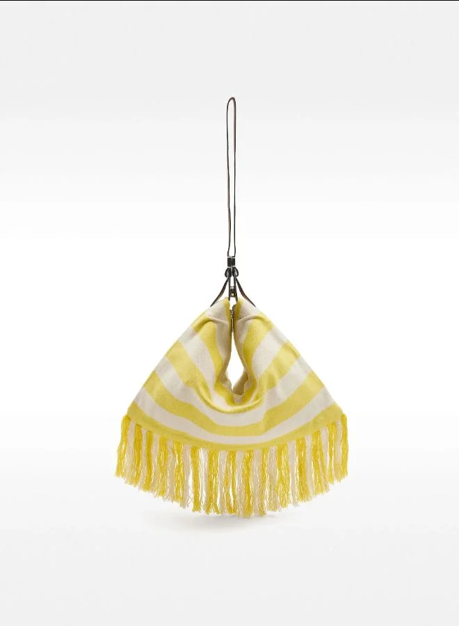 PARFOIS Yellow Striped cotton shoulder bag for Women | Best Price UAE