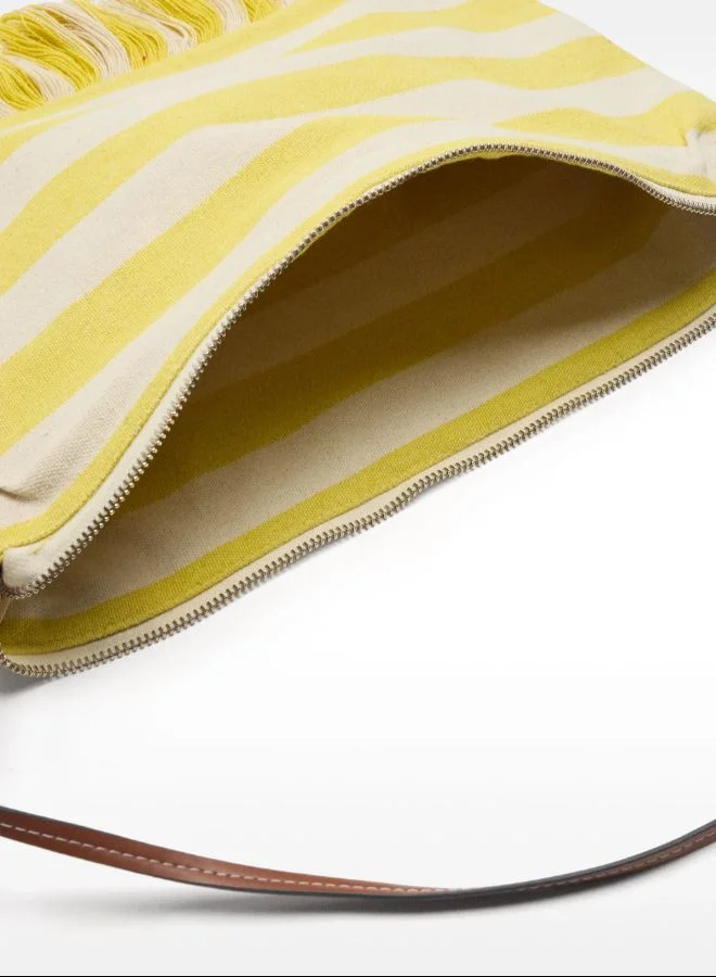 PARFOIS Yellow Striped cotton shoulder bag for Women | Best Price UAE