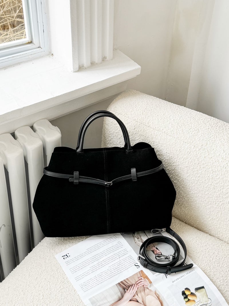 High-End Suede Large-Capacity Tote Bag Women'S Genuine Leather Retro All-Match Frosted Commuter Hand Shoulder Crossbody Bag - Image 5