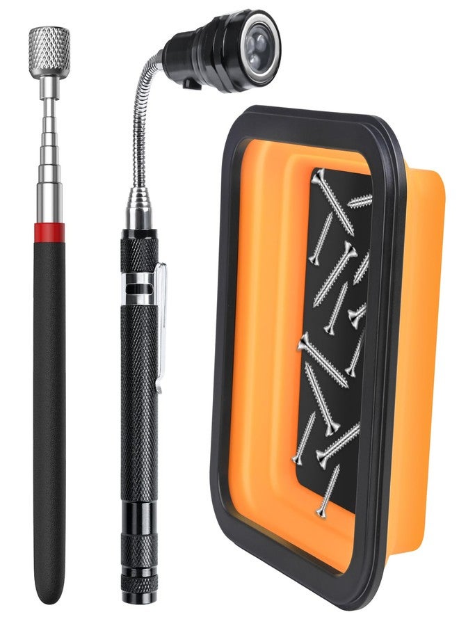 Preciva 3-Piece Magnetic Pickup Tool Set - Father’s Day Gifts for Dad, Telescoping Flashlight with Flexible Magnetic Tip, Foldable Parts Tray for Screw Retrieval, Cool Gadget for DIY Dad, Husband, Mechanic - Image 1
